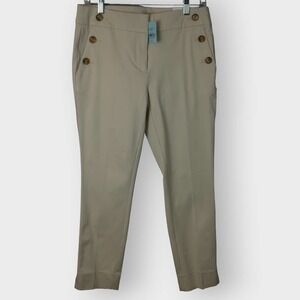 LOFT Outlet Skinny Ankle NWT 6 Petite Buttons Cream Beige NEW